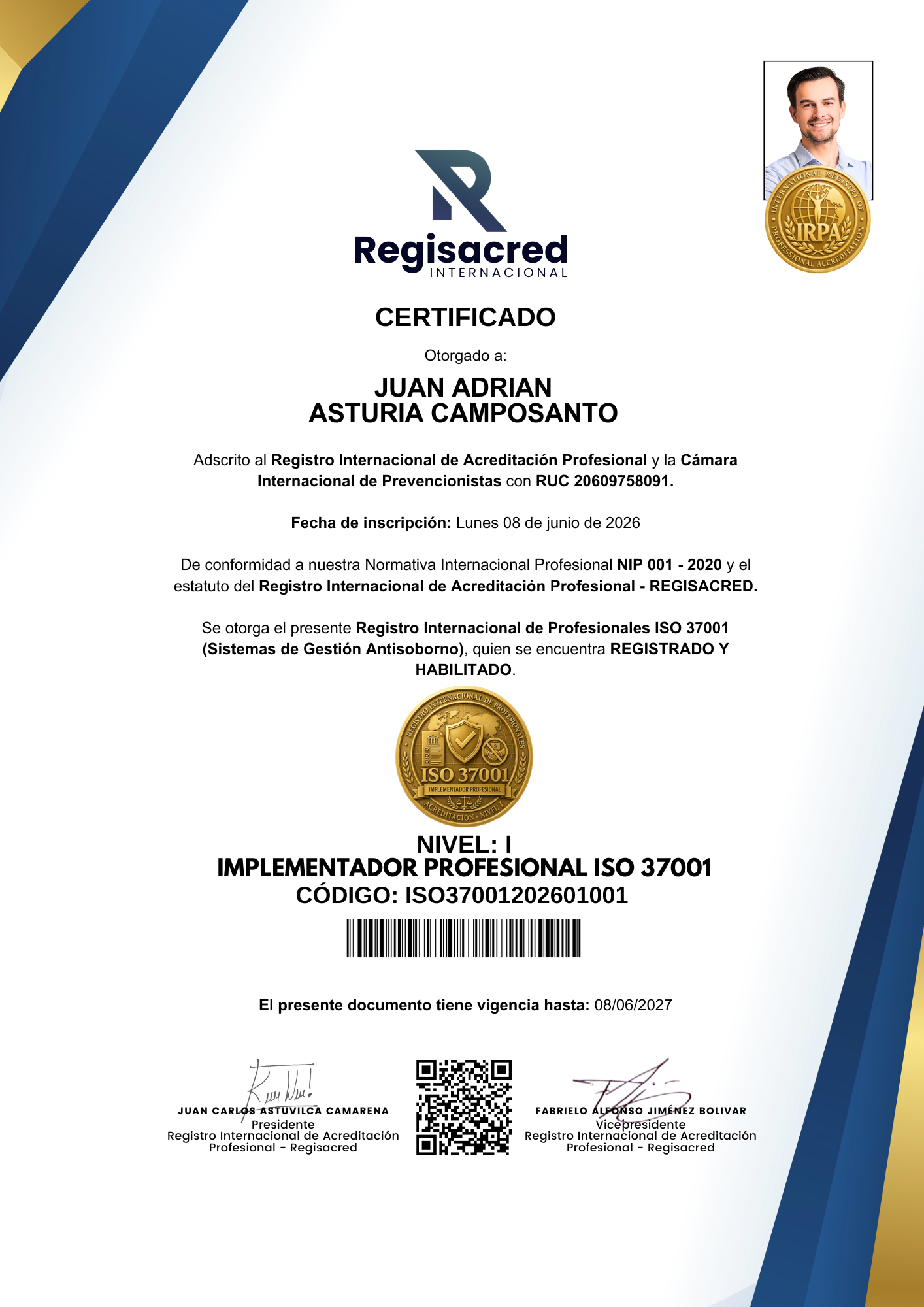Certificado ISO 37001:2016